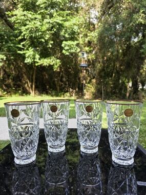 Cristal d’Arques Durand Joanna Gold Rim Crystal Highball Tumbler Glas– Set of 4